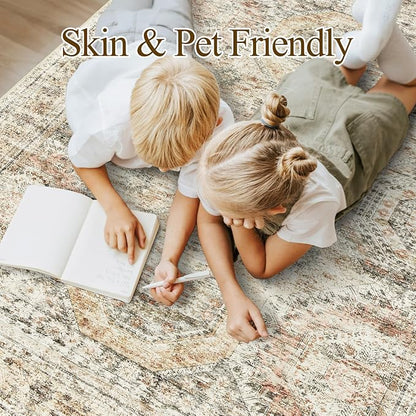 Soalmost 10x14 Area Rugs for Living Room, Non Slip Machine Washable Vintage Rugs - Image 4