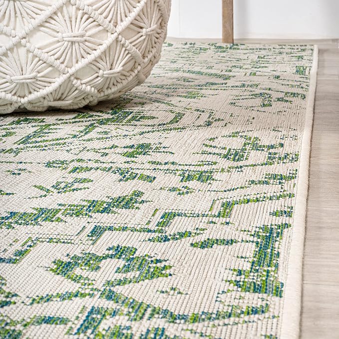 JONATHAN Y Boho Medallion Indoor Outdoor Area Rug 4X6 Green/Cream, Estrella - Image 7