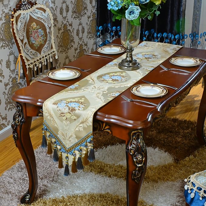 Extra Luxury Velvet Khaki Table Runner 72 Inches Long - Image 5