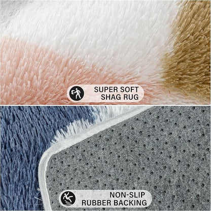 PureCozy Checkered Rug 7x10 for Living Room, Modern Rainbow Shag Rug Washable - Image 6