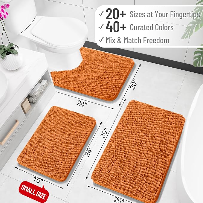 OLANLY Bathroom Runner Rugs 47x17, Extra Soft Absorbent Chenille Bath Rugs - Image 2
