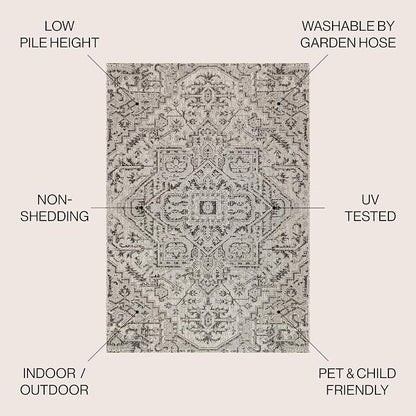 JONATHAN Y Boho Medallion Indoor Outdoor Area Rug 3X5 Black/Gray, Estrella - Image 2