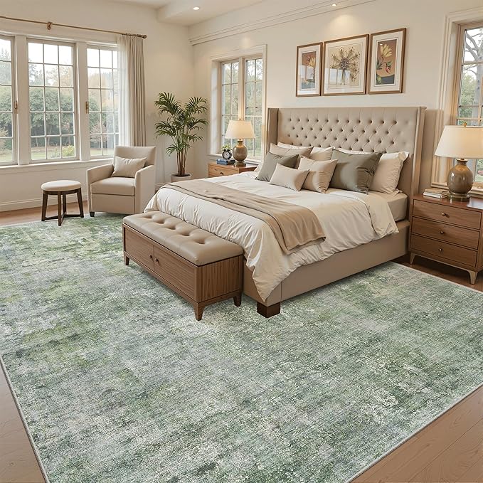 Soalmost Area Rug 10x12 Vintage Washable Living Room Large Carpet Non Slip - Image 3
