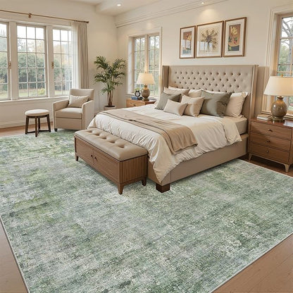 Soalmost Area Rug 10x12 Vintage Washable Living Room Large Carpet Non Slip - Image 3