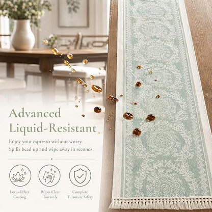 14x119 Medallion Table Runner Waterproof Rustic Farmhouse Macrame | Planning a - Image 2