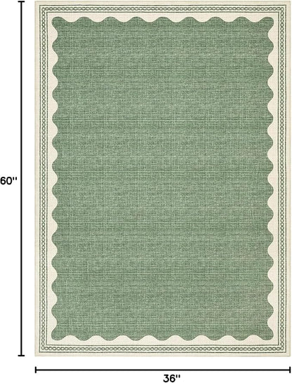 GarveeHome Scalloped 3x5 Rug Washable Non-Slip Low-Pile Indoor Rugs - Image 2
