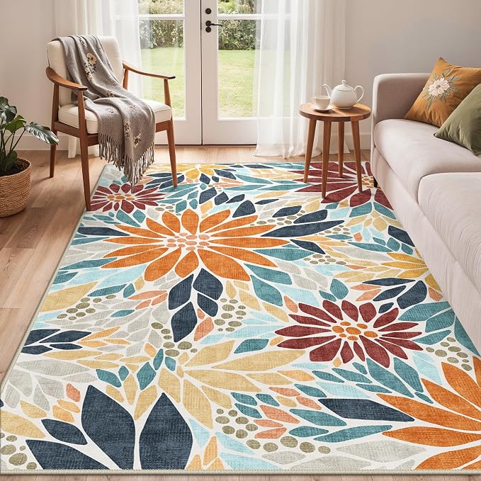 GENIMO Indoor Outdoor Area Rug 5'x8', Machine Washable Rugs - Image 8
