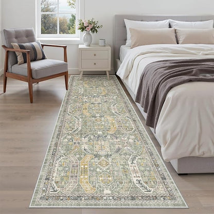 Madane Runner Rug 2'6''x8' Kitchen Runner, Hallway Runner Printed Vintage - Image 4