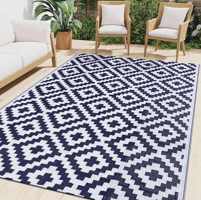 Smiry Waterproof Outdoor Rug 9x12 ft, Reversible Plastic Straw Patio Camping by Smiry