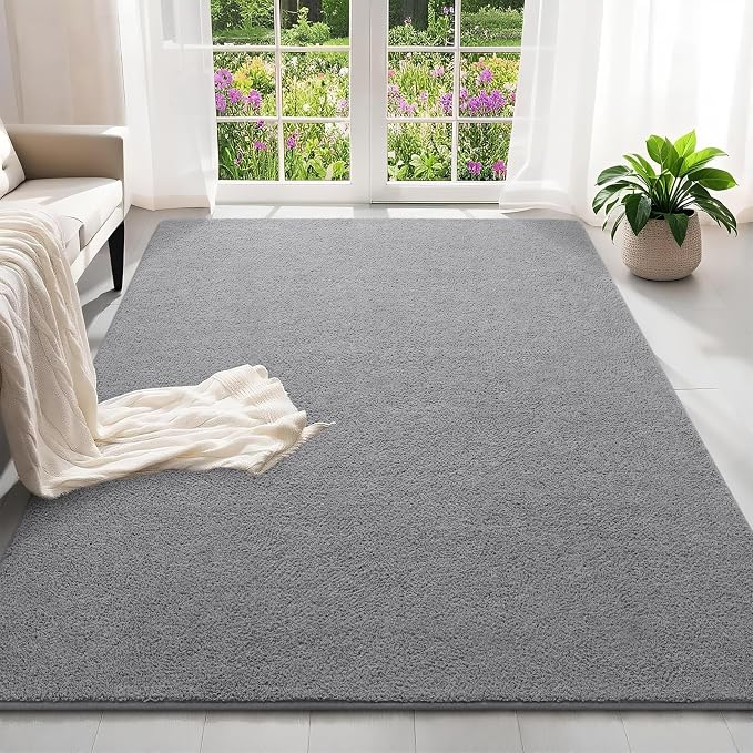 5x7 Feet Grey Area Rugs for Bedroom, Indoor Washable Memory Foam Rug for Living - Image 2