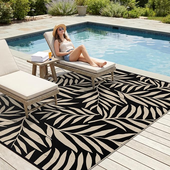 Smiry Outdoor Rug 8x10 ft, Waterproof Reversible Plastic Straw Rugs, Outdoor - Image 3
