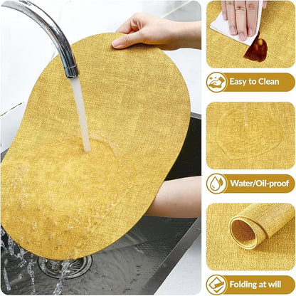 Placemats Set of 4, 11.8 x 17 Inch, Waterproof Wipeable Reversible PU Placemat - Image 5