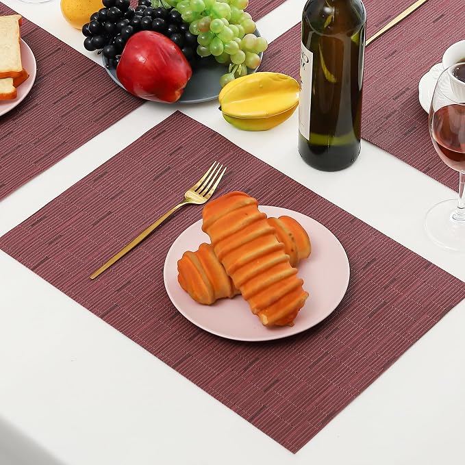 Leetaltree Burgundy Placemats Set of 12 - Image 9