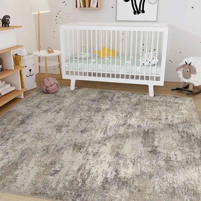 Nakagishi 10x14 Area Rugs Living Room: Washable Abstract Large Neutral Soft Rug - Image 6