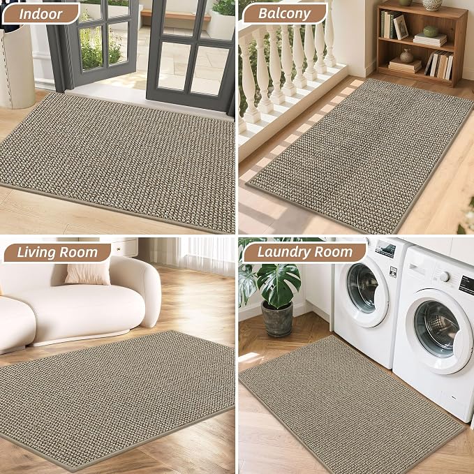 BEQHAUSE Dirt Trapper Door Mat 17"x30", Non-Slip Doormats Washable Entryway Rugs - Image 8