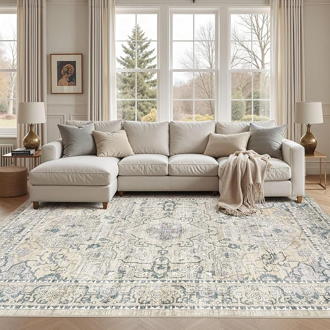 cotiled 5x8 Area Rug Machine Washable Vintage Carpet by COTILED
