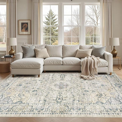 cotiled 5x8 Area Rug Machine Washable Vintage Carpet by COTILED