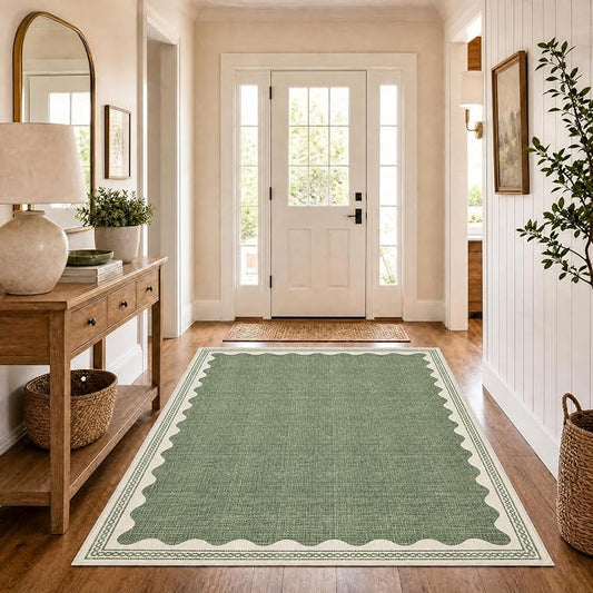 GarveeHome Scalloped 4x6 Rug Non-Slip Washable Low-Pile Carpet by GarveeHome