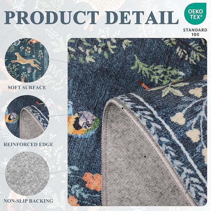 DUKINO 8x10 Rug, Washable Animal Living Room Rug - Image 5