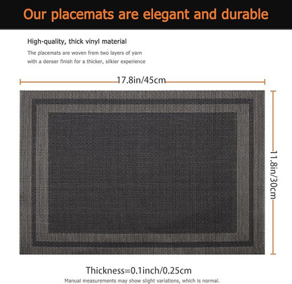 Black Gold Vinyl Placemats Set of 8, Heat Resistant Table Placemats | 18x12 - Image 3