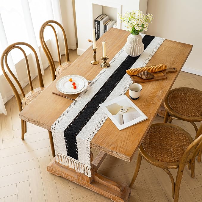 Farmhouse Table Runner for Home Decor 12x48 Black Fall Home Decor | 48Inches - Image 6