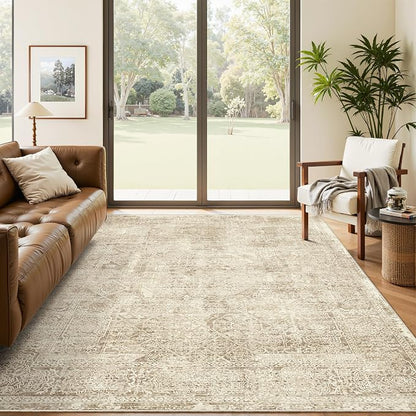 Soalmost 6x9 Area Rug for Living Room Floral Washable Non-Slip Modern Rugs for - Image 9