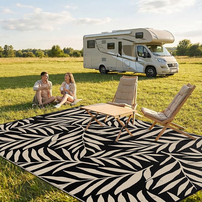 Smiry Outdoor Rug 8x10 ft, Waterproof Reversible Plastic Straw Rugs, Outdoor - Image 2