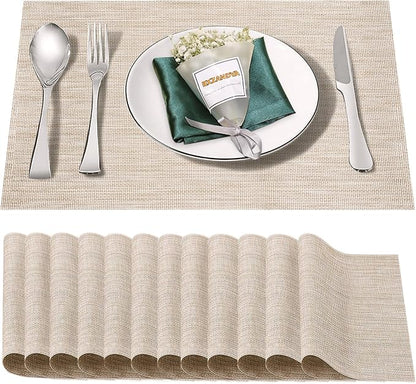 Placemats Set of 12, Vinyl PVC Heat Resistant Washable Placemats Set, Non Slip by BxzanDya-LifeSmartMaker