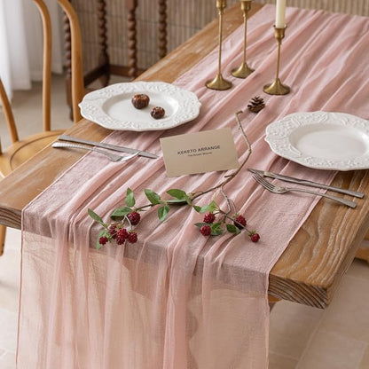 Dusty Pink Cheesecloth Table Runner 120 Inches by KEKETOARRANGE