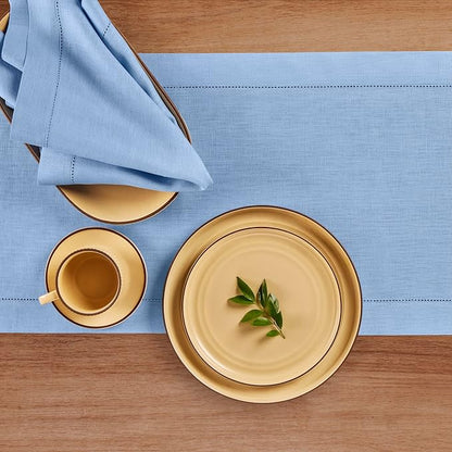 Solino Home 100% Pure Linen Dining Table Runner Cornflower Blue, 14 x 36 in | - Image 4