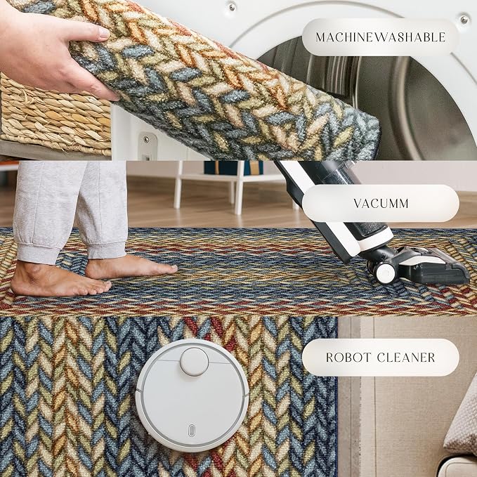 Maples Rugs Marion Bohemian Braided-Style Print Area Rug – Made in USA – - Image 9