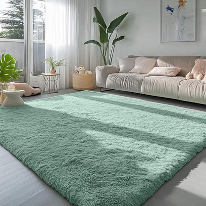 PAGISOFE Sage Green Rugs for Bedroom, 3x5 Ft Shaggy Rug Plush Fuzzy Carpet for - Image 9