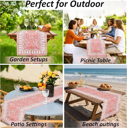 Sweet Pink Hand Block Print 100% Cotton Reusable Table Runner 16" X 106" Inches - Image 6