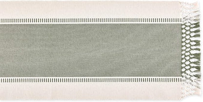 DII Dobby Stripe Table Runner, 13x108 Artichoke & Cream Background - Image 2
