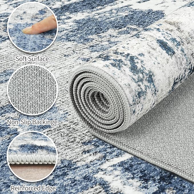 Area Rugs 9x12 Living Room: Large Soft Washable Rug Modern Abstract Anti-Skid - Image 8