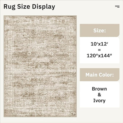 Soalmost Area Rug 10x12 Vintage Washable Living Room Large Carpet Non Slip - Image 5