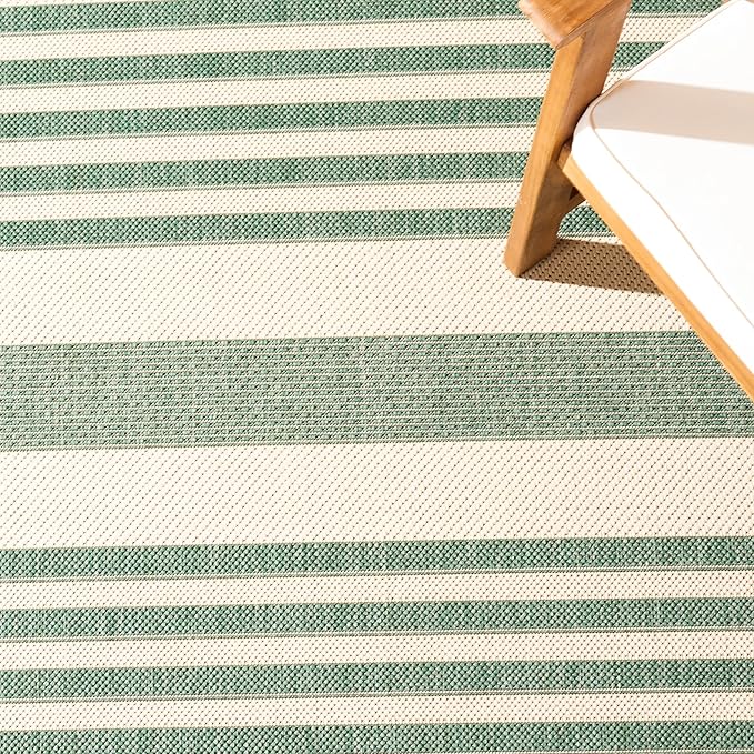 SAFAVIEH Courtyard Collection 9' x 12' Beige/Dark Green CY6062 Stripe - Image 7