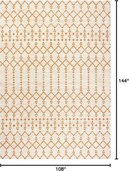 JONATHAN Y Moroccan Geometric Indoor Outdoor Area Rug 9X12 Cream/Orange - Image 2
