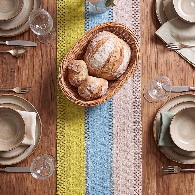 Artoid Mode Yellow Blue Pink Farmhouse Rustic Table Runner 12x90 Inch | Holiday - Image 2