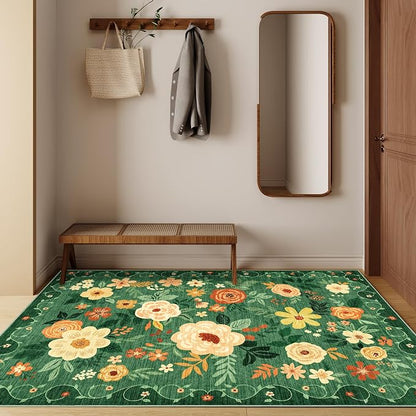 DUKINO 4x6 Area Rug, Lightweight Non Slip Washable Floral Rug, Indoor Low Pile - Image 7