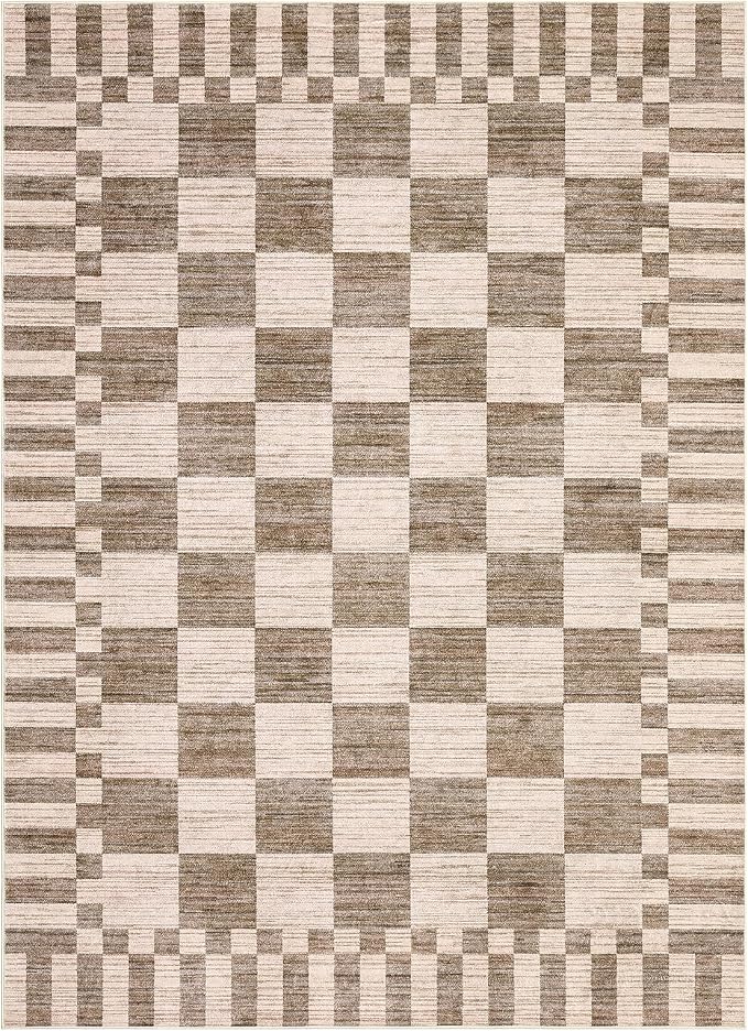 GarveeHome Brown Checkered Rug 4×6 Area Rugs - Image 4