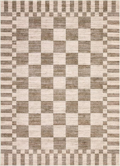 GarveeHome Brown Checkered Rug 4×6 Area Rugs - Image 4