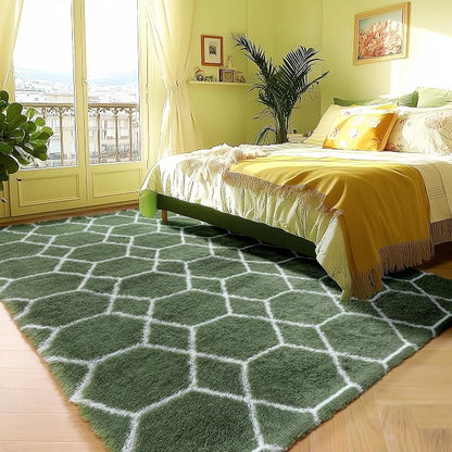ONASAR 6x9 Area Rugs for Living Room Bedroom, Large Fluffy Olive Green and - Image 5