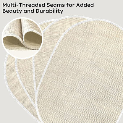 Beige Placemats Set of 4, 12x18 Inch Oval Washable Place Mats Easy to Clean - Image 5
