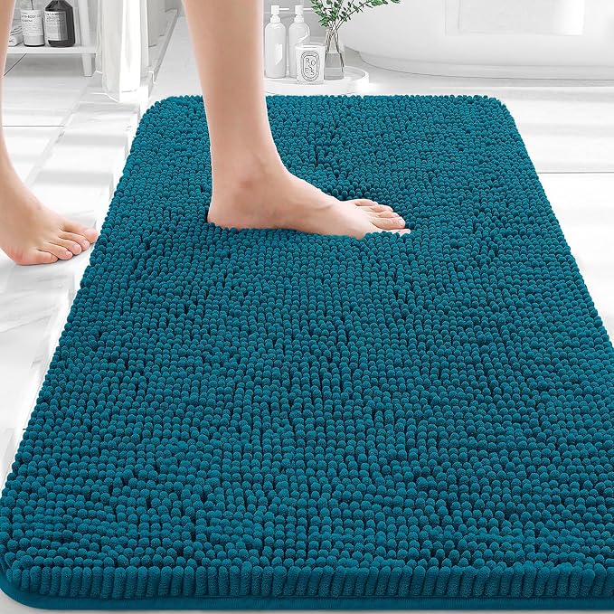 OLANLY Bathroom Rugs 30x20, Extra Soft Absorbent Chenille Bath Rugs, Rubber by OLANLY