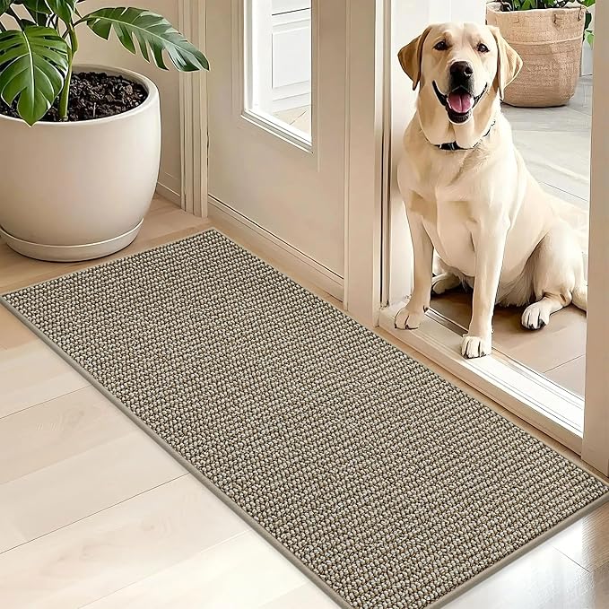 BEQHAUSE Dirt Trapper Door Mat 20" x 48", Non-Slip Washable Doormats Entrance by BEQHAUSE