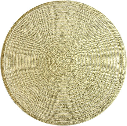 SHACOS Gold Glitter Round Placemats Set of 6 Bling Circle Place Mats Washable - Image 2