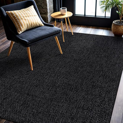 CAMILSON Easy Jute Rug 5x7, Indoor Outdoor Dark Gray Black Farmhouse Area Rugs - Image 5
