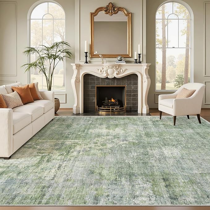 Soalmost Area Rug 10x12 Vintage Washable Living Room Large Carpet Non Slip by Soalmost