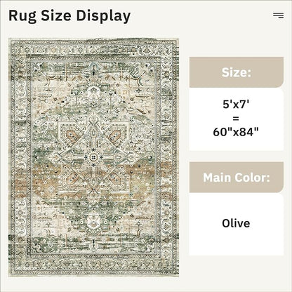 Soalmost 5x7 Area Rugs Low Pile Indoor Washable Trendy Faded Style Rugs - Image 4